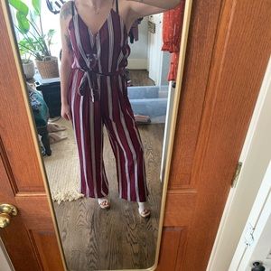 Red Striped Flowy Jumpsuit
